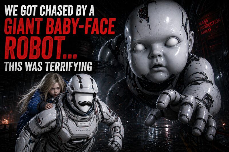 WE GOT CHASED BY A GIANT BABY-FACE ROBOT… THIS WAS TERRIFYING 😱 [4K 120FPS]